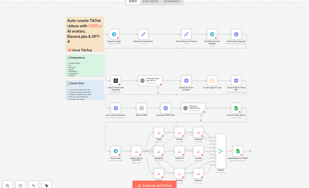Auto-create TikTok videos with VEED.io AI avatars, ElevenLabs & GPT-4