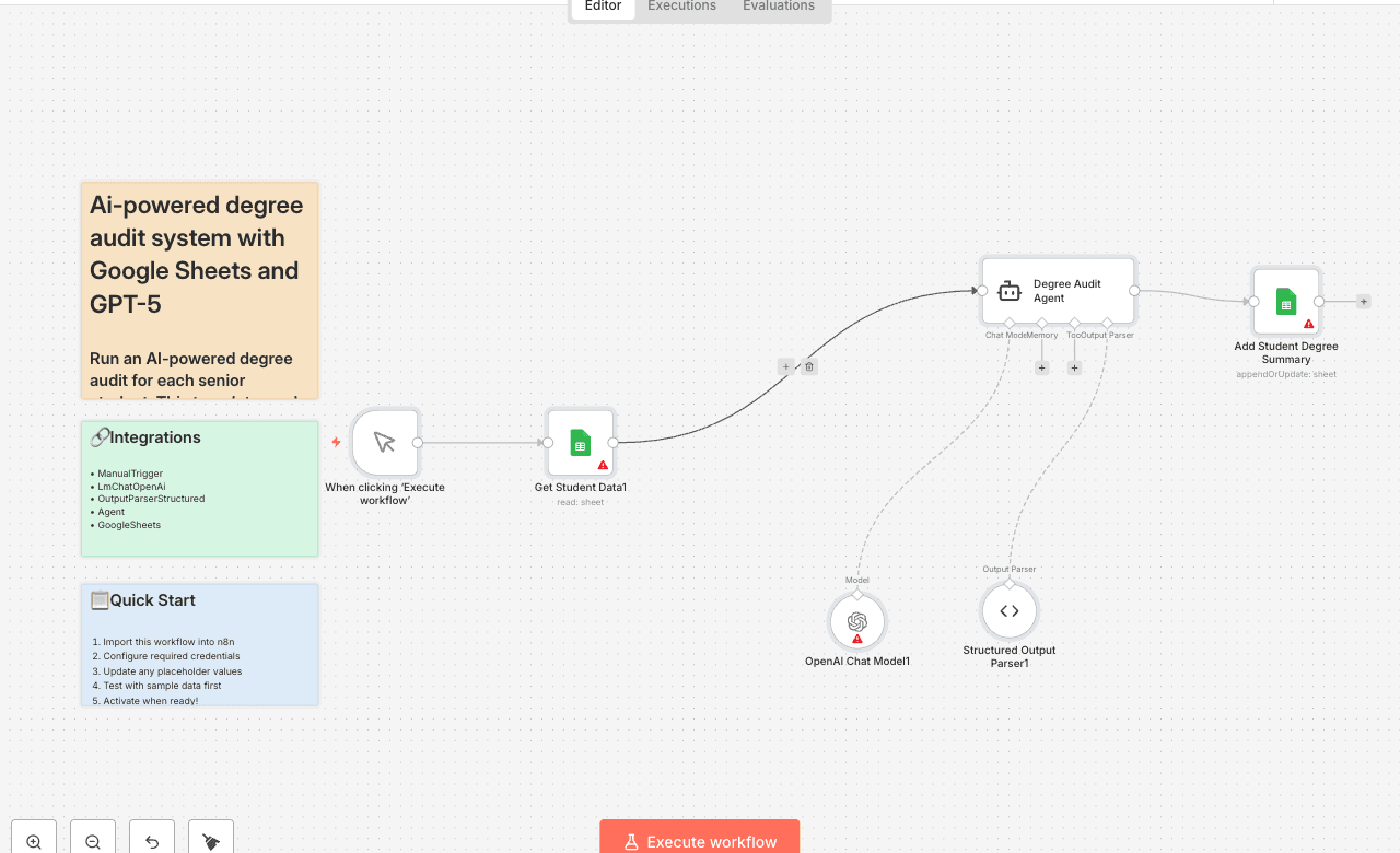 Ai-powered degree audit system with Google Sheets and GPT-5